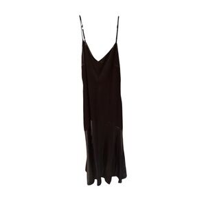 Lulu's Satin Maxi Length Slip Dress in Black Medium